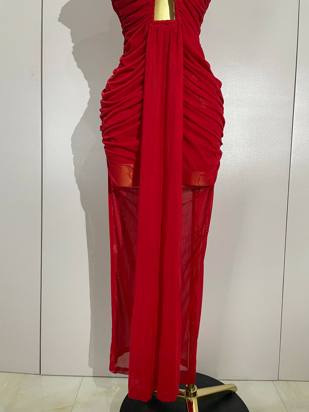 Sleeveless O-Neck Hollow-Out Mesh Bodycon Maxi Dress