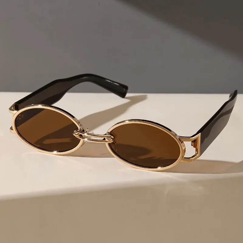 Retro Oval Metal Beach Sunglasses