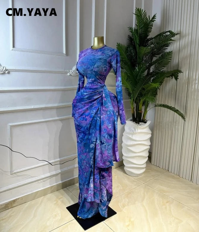 Tie-Dye O-Neck Hole Maxi Dress