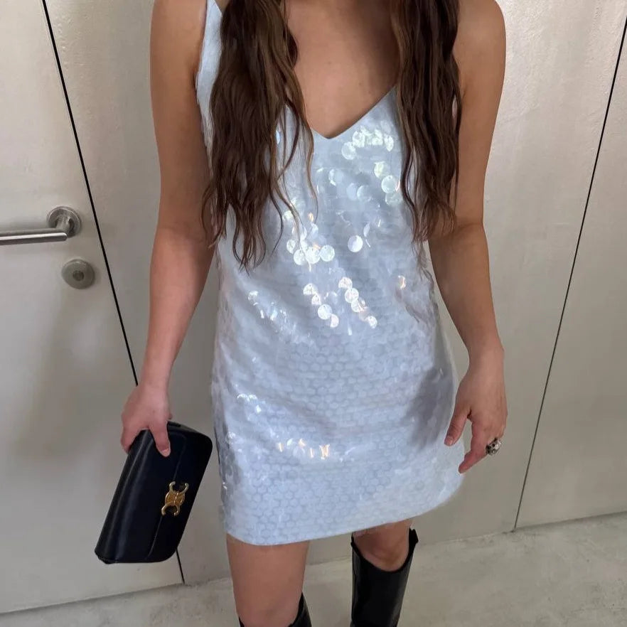 Sexy Sequin Backless Mini Dress