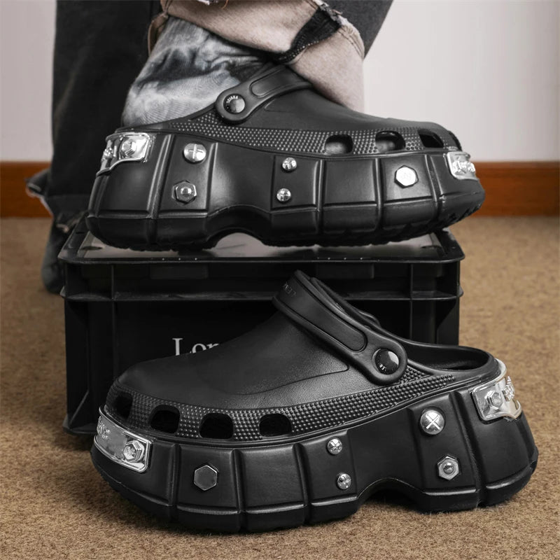 Women’s 6cm Platform Clogs – Metal Rivet Design