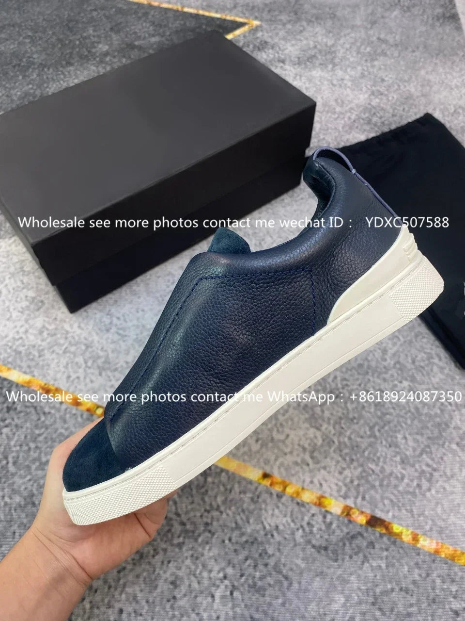 Luxury Leather Men’s Casual Sneakers – Beige Low-Top Loafers
