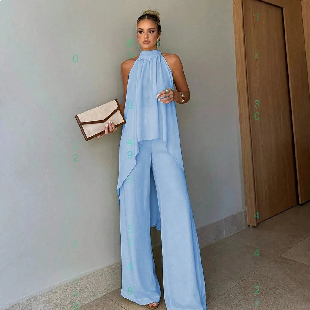 Irregular Sleeveless Top & Pants Set