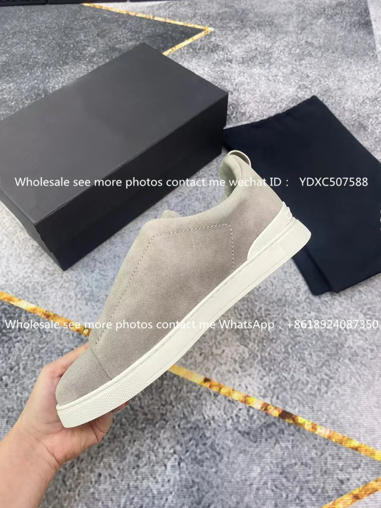 Luxury Leather Men’s Casual Sneakers – Beige Low-Top Loafers