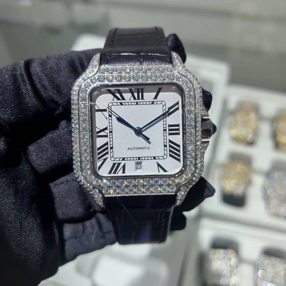 Full Iced Out VVS Moissanite Mechanical Watch