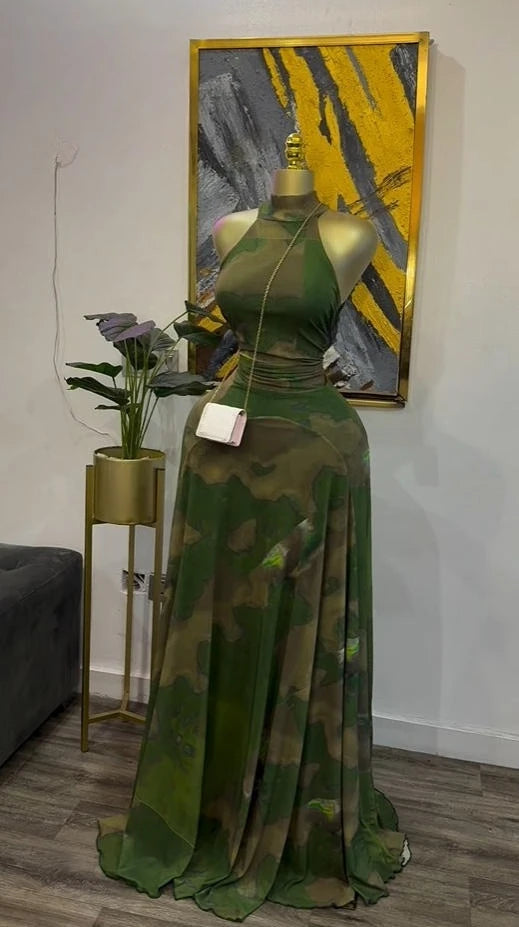 Sleeveless Floral Big Swing Maxi Dress
