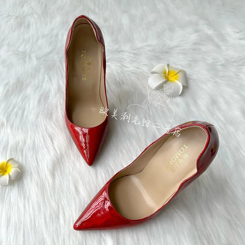 Shiny Electric Red Patent Leather Heels