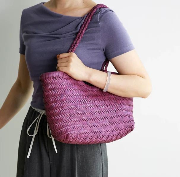 Hand-Woven Genuine Leather Tote Bag