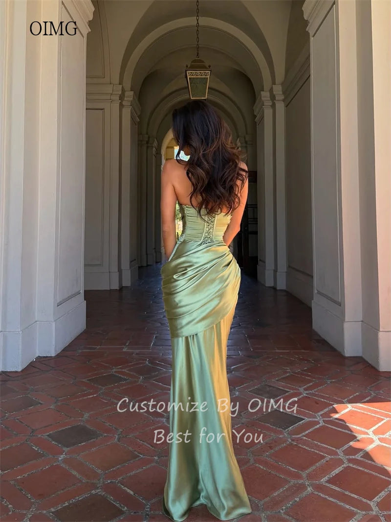 Green One Shoulder Mermaid Prom Gown
