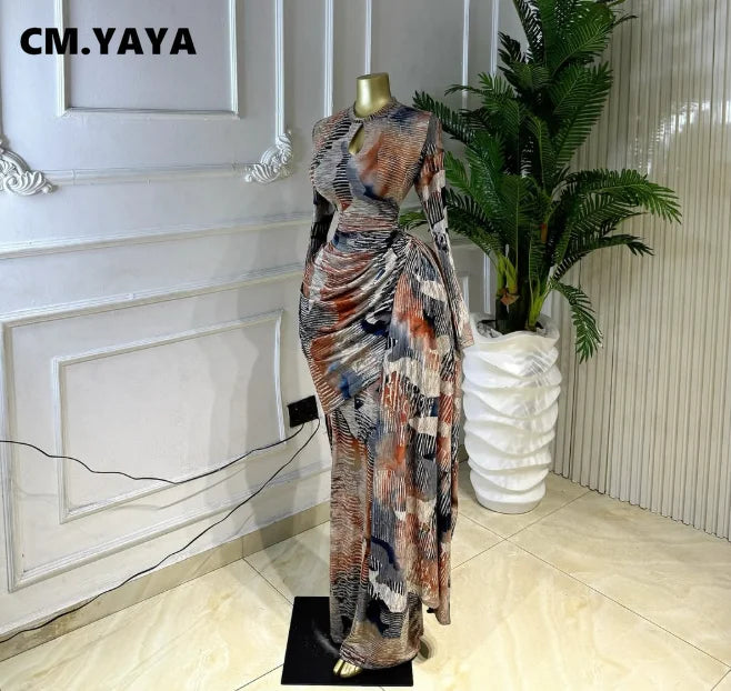 Tie-Dye O-Neck Hole Maxi Dress