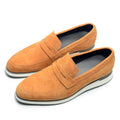 Luxury Genuine Leather Suede Penny Loafers – Elegant Men’s Slip-On Shoes