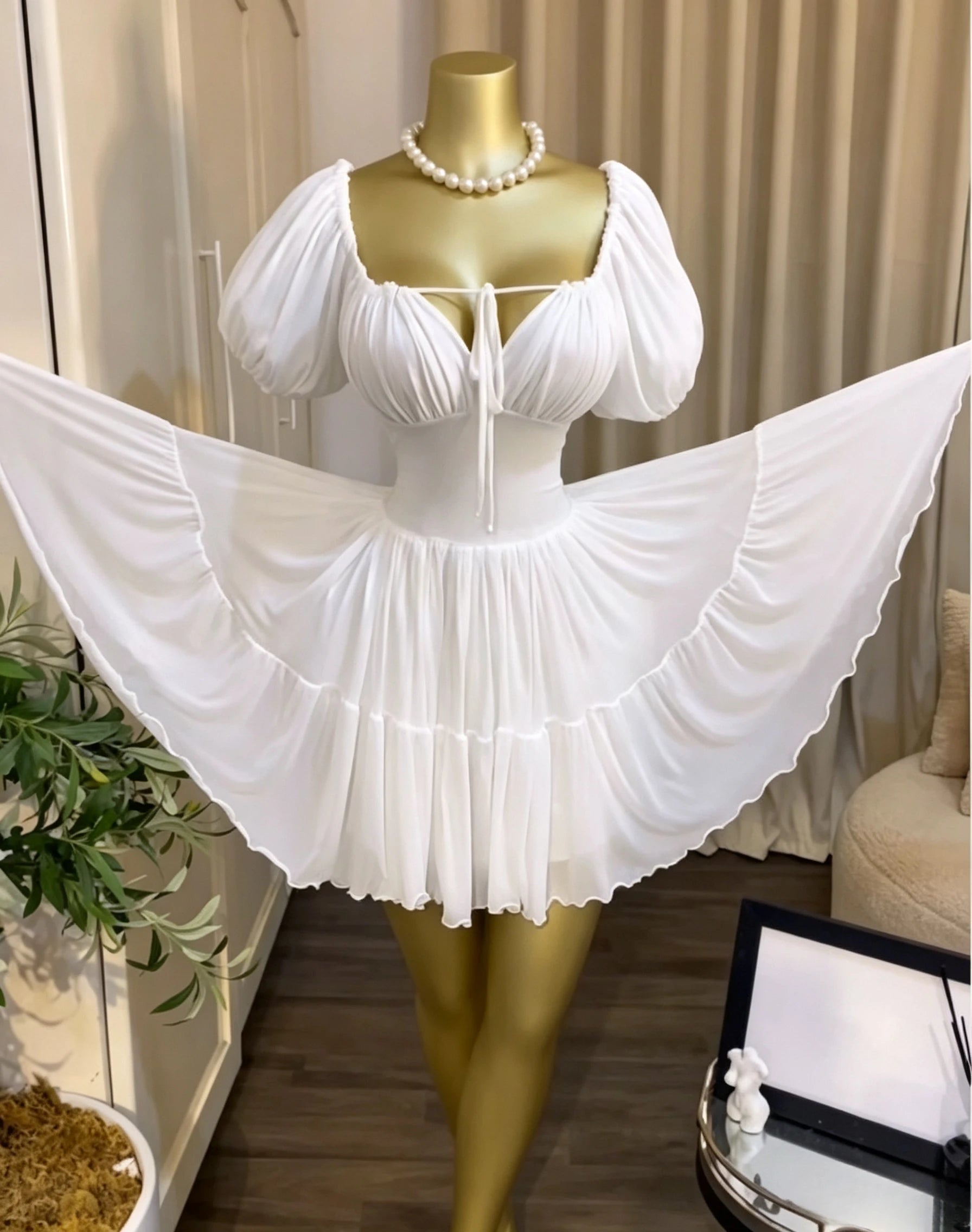 Fairycore Puff Sleeve Halter Mini Dress
