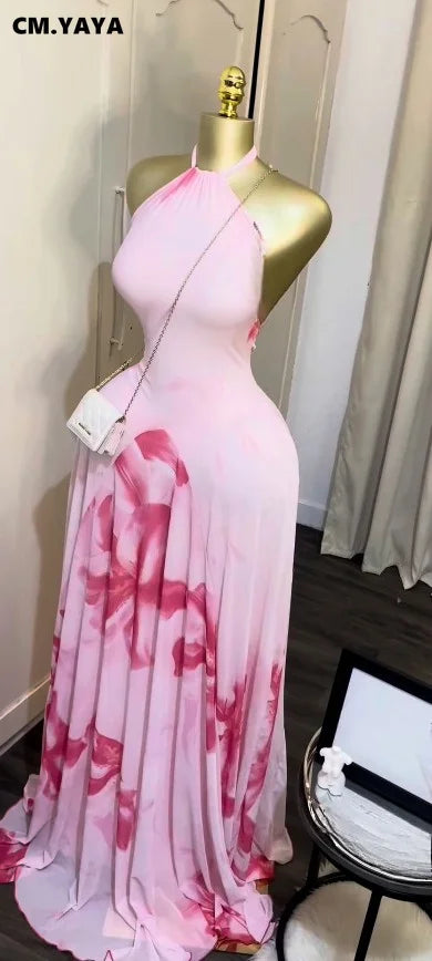 Sleeveless Printed Big Swing Maxi Dress