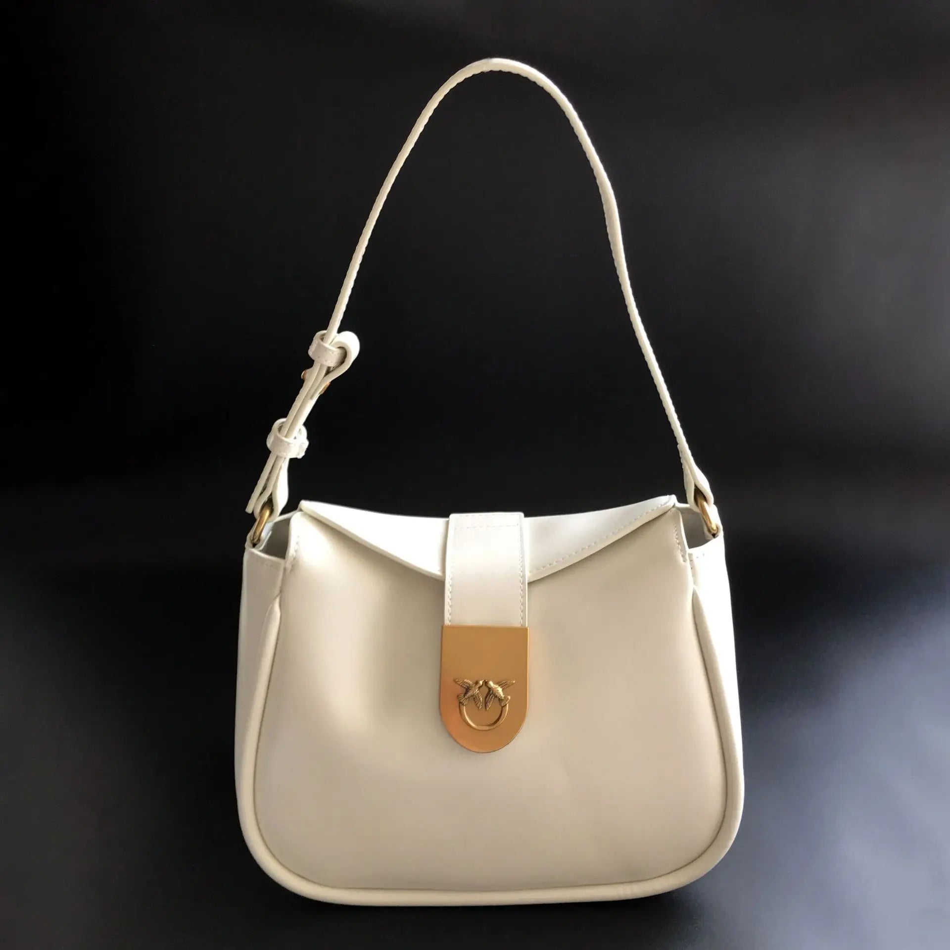 Luxury Pinko-Inspired Leather Swallow Bowling Bag
