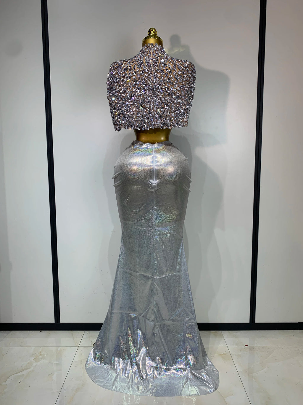 Diamond Evening Party Crop Top & Skirt