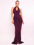 Halter V-Neck Backless Maxi Dress