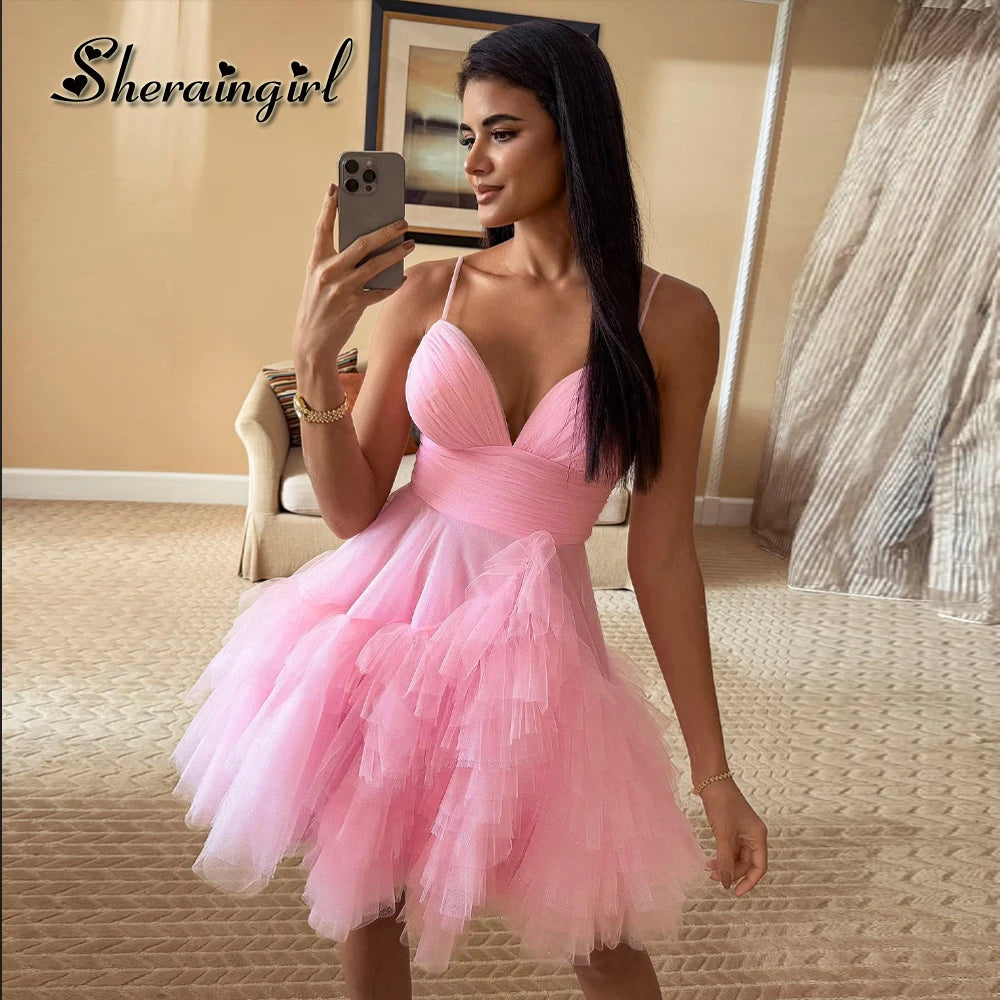 Elegant Tiered Spaghetti Strap Mini Dress