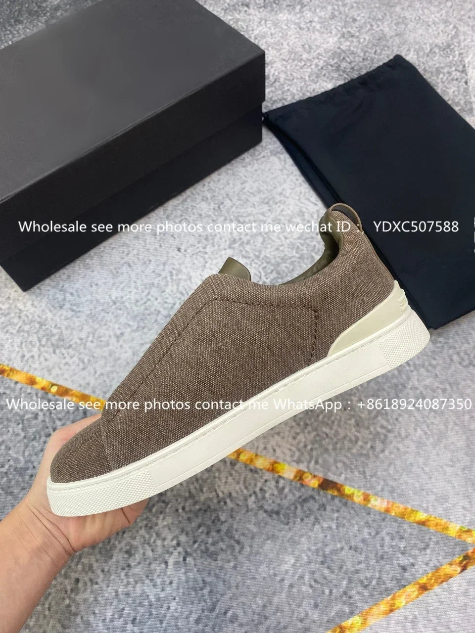 Luxury Leather Men’s Casual Sneakers – Beige Low-Top Loafers