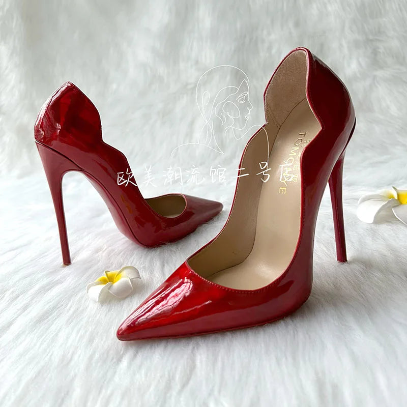 Shiny Electric Red Patent Leather Heels