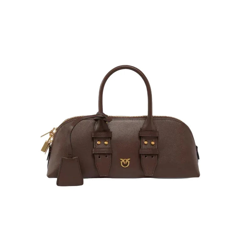 Luxury Pinko-Inspired Leather Swallow Bowling Bag