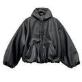 Mauroicardi Oversized Black PU Hooded Jacket