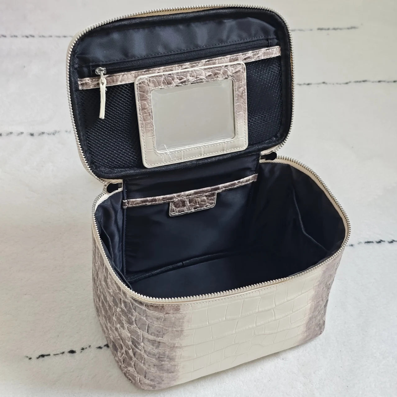 Portable Square Leather Vanity Bag