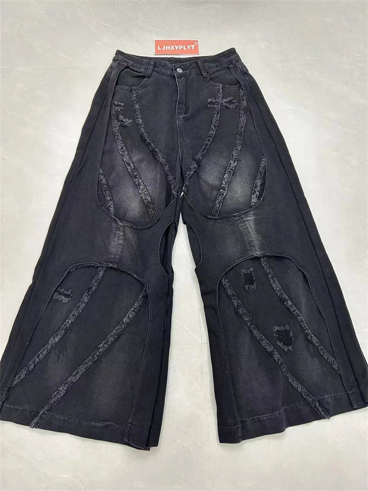 Double-Layered Wide-Leg Jeans Sweatpants
