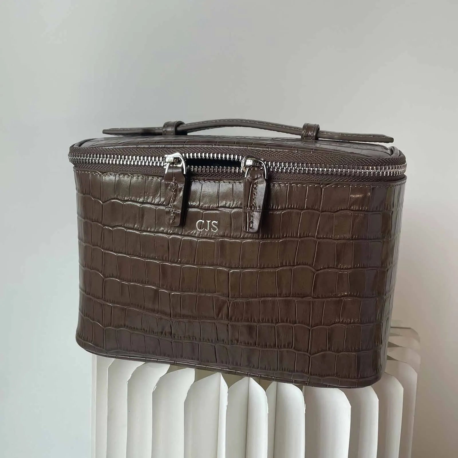 Portable Square Leather Vanity Bag