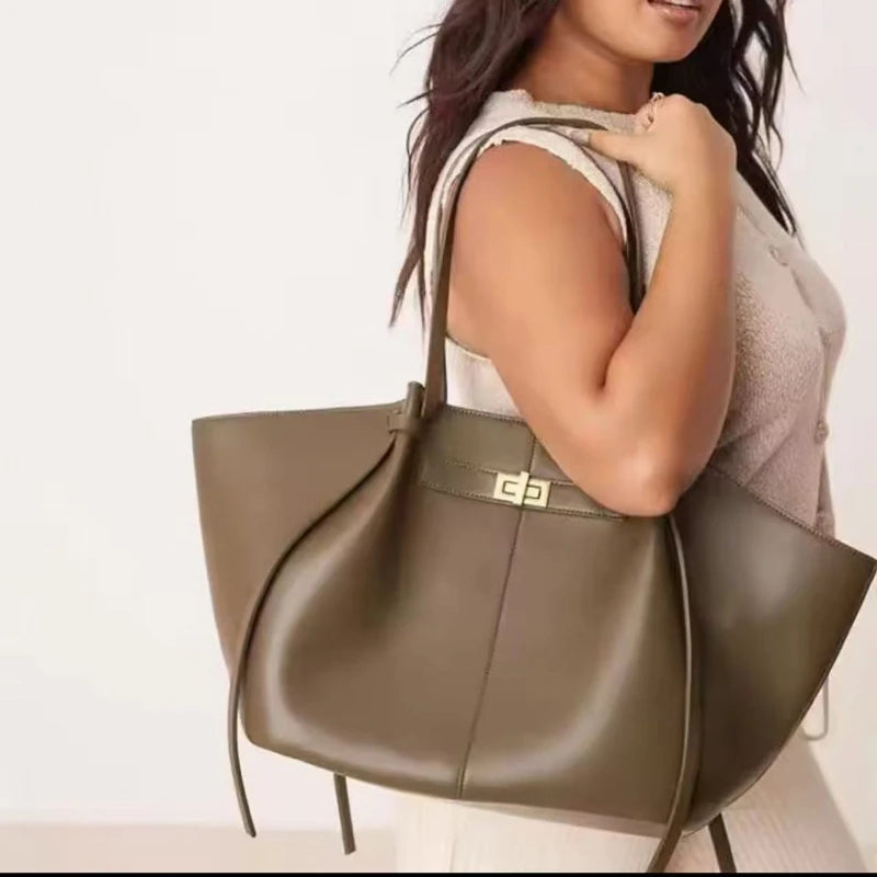 Large Capacity Trapeze PU Leather Tote Bag