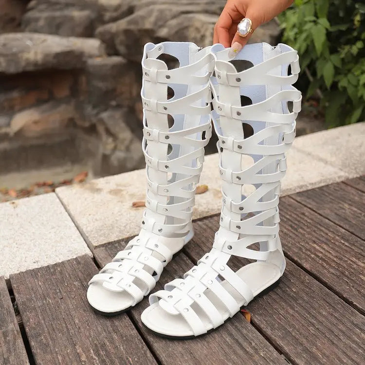 Women's Summer Knee-High Retro Flat Boots Sandals