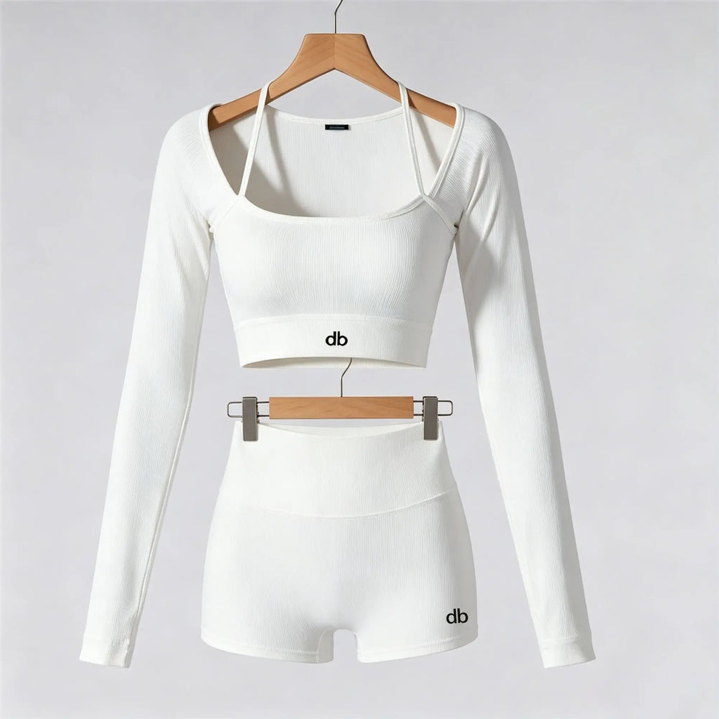 Letter Print Long Sleeve Workout Set