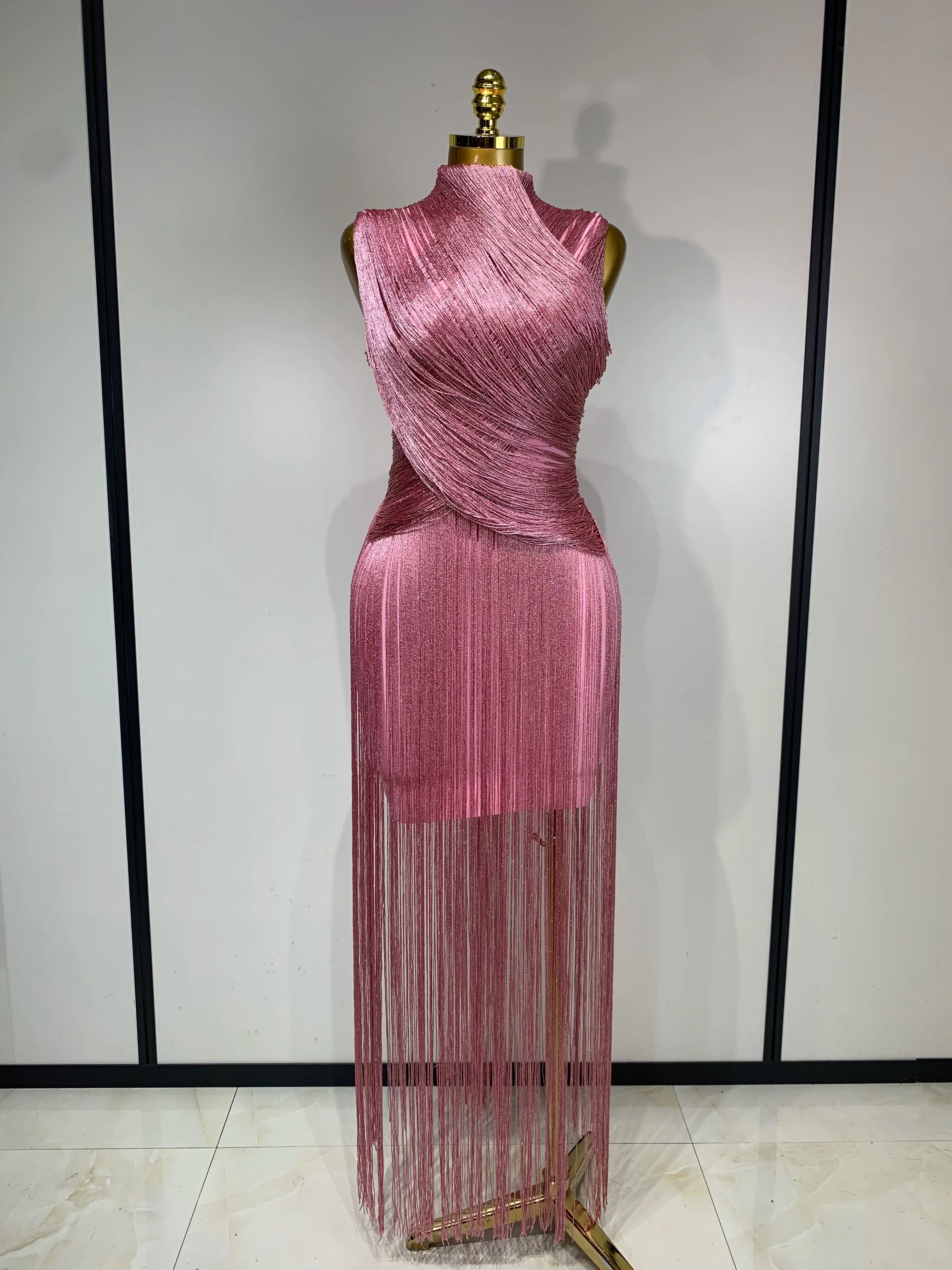 Luxury Sleeveless Tassel Bandage Dress