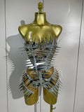Luxury Gold Sequins Two-Piece Set