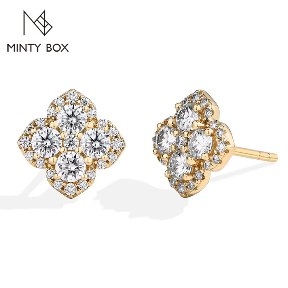 Mintybox Moissanite Clover Silver Earrings