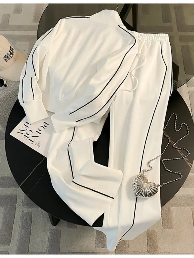 Color-Block Zipper Tracksuit Set