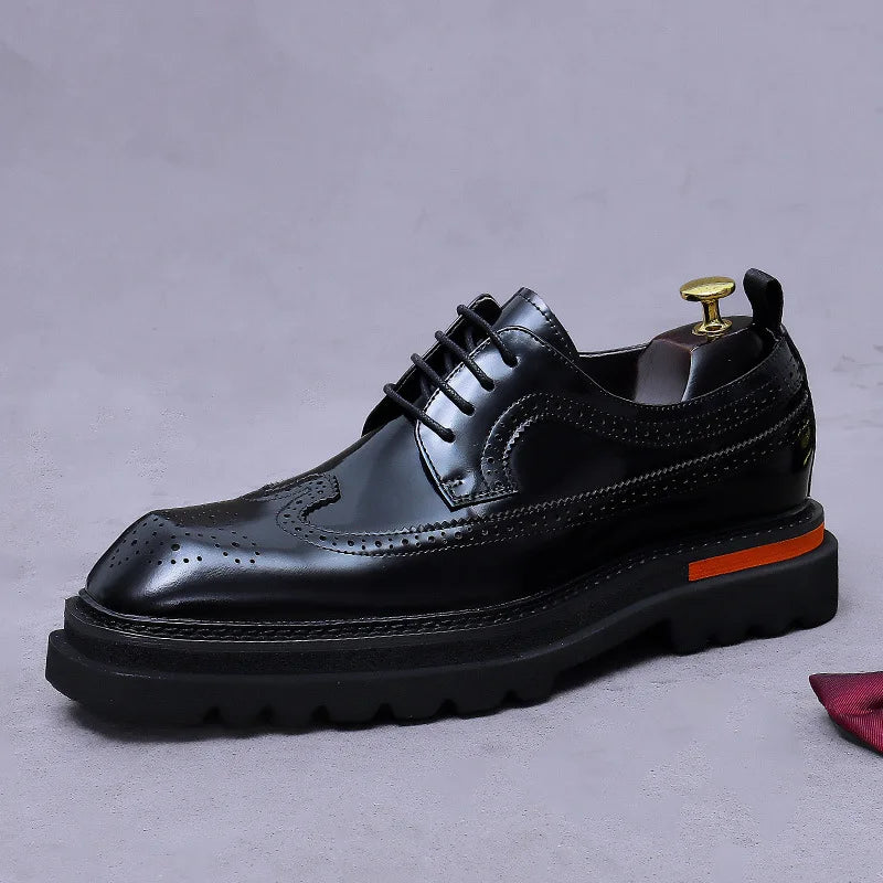 Luxury Men’s Leather Oxford Shoes – Thick Sole