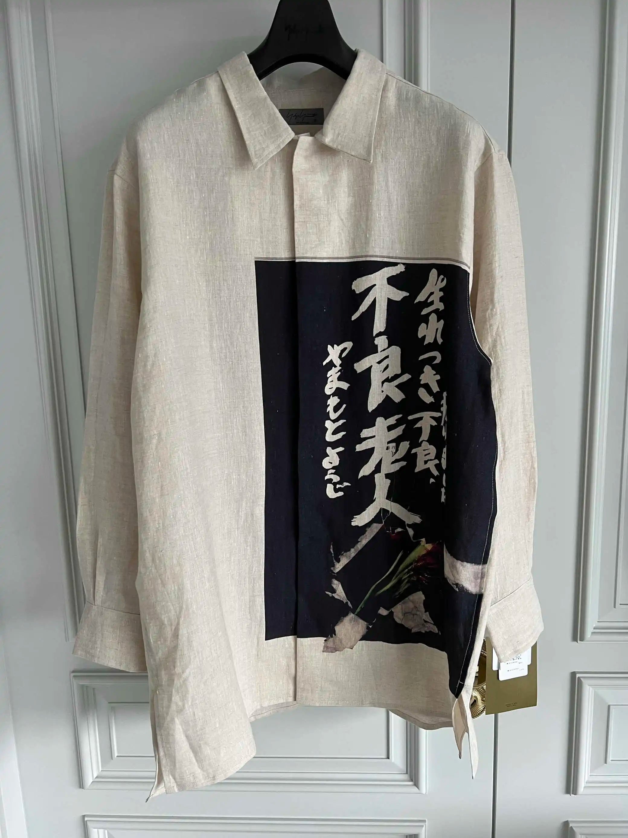 TOP-YAMAMOTO Original Printed French Linen Shirt