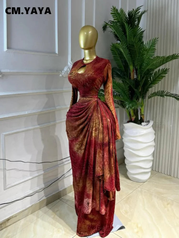 Tie-Dye O-Neck Hole Maxi Dress