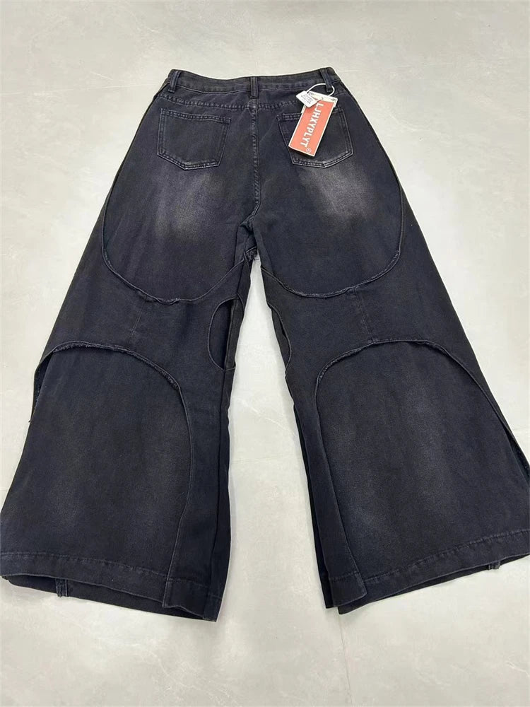 Double-Layered Wide-Leg Jeans Sweatpants