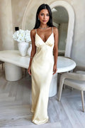 Strapless V-Neck A-Line Maxi Dress