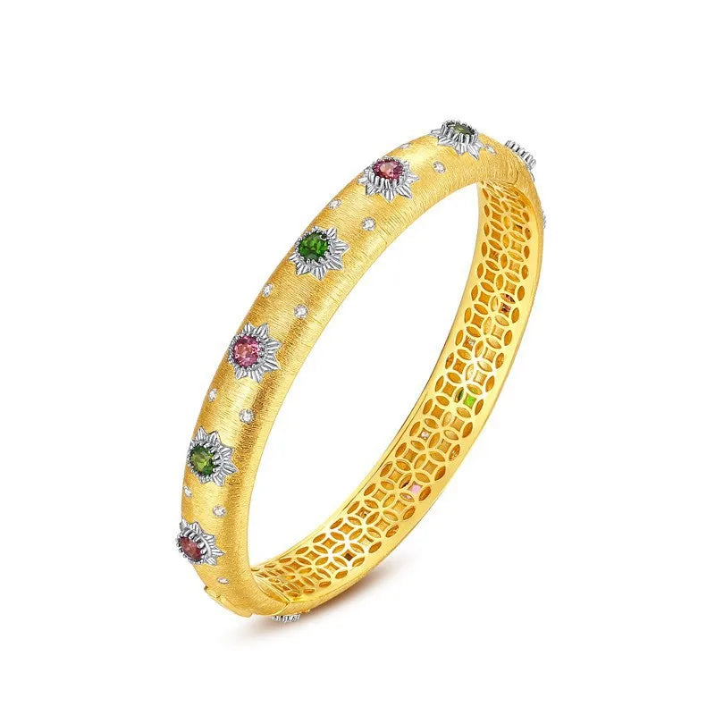 18K Gold Plated Brushed Silver Bracelet