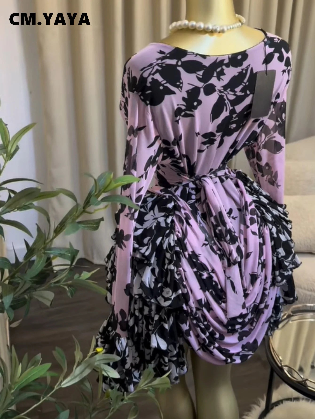 Women's Floral Ruffle Bell Sleeve Mini Dress