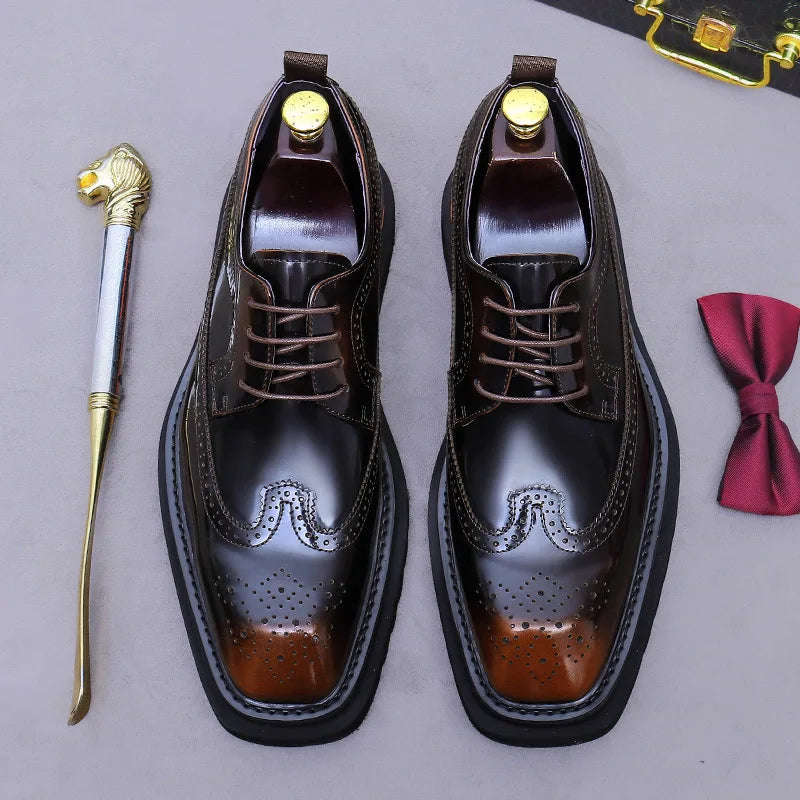 Luxury Men’s Leather Oxford Shoes – Thick Sole