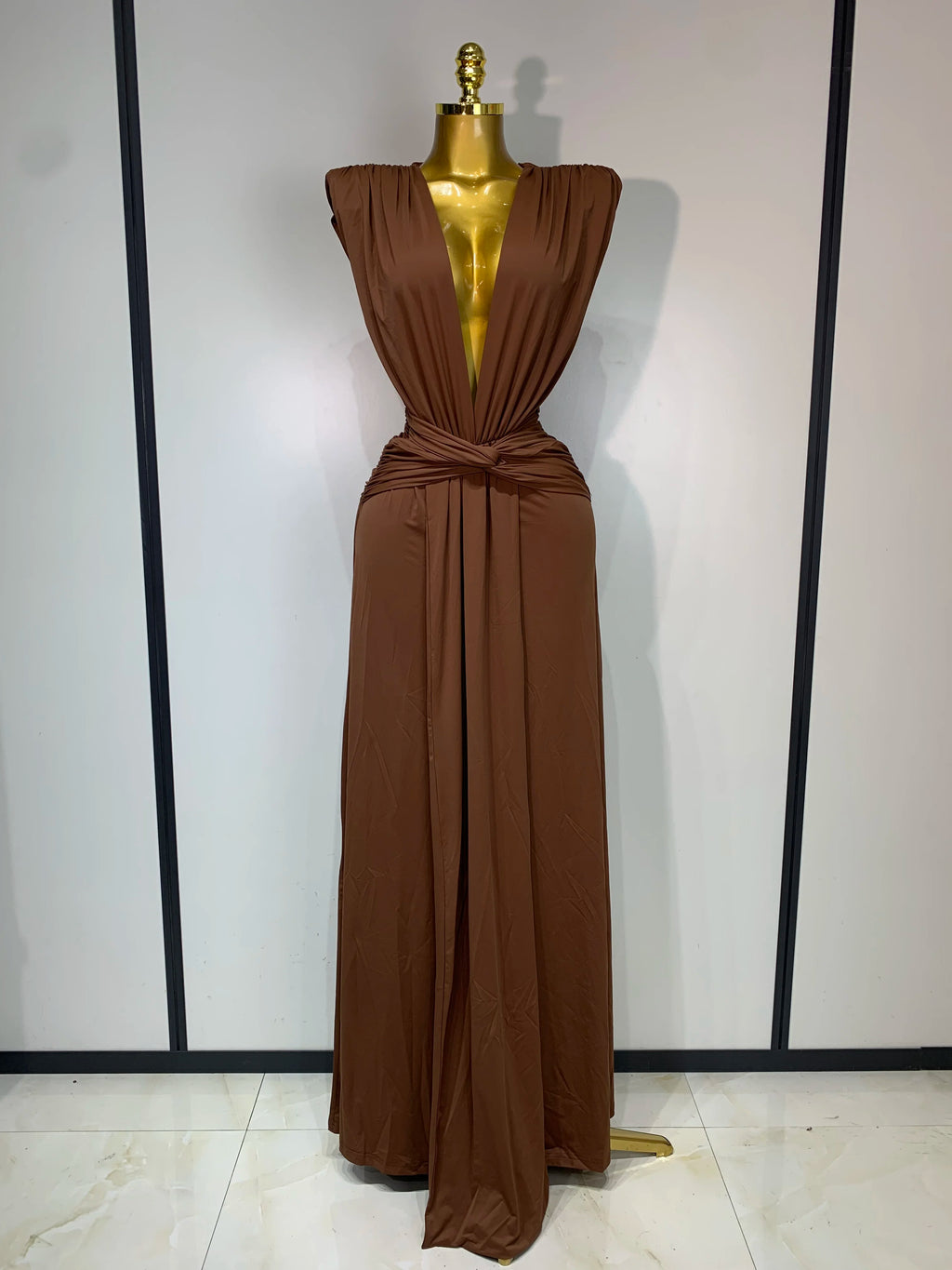 Luxury Evening V-Neck Dress