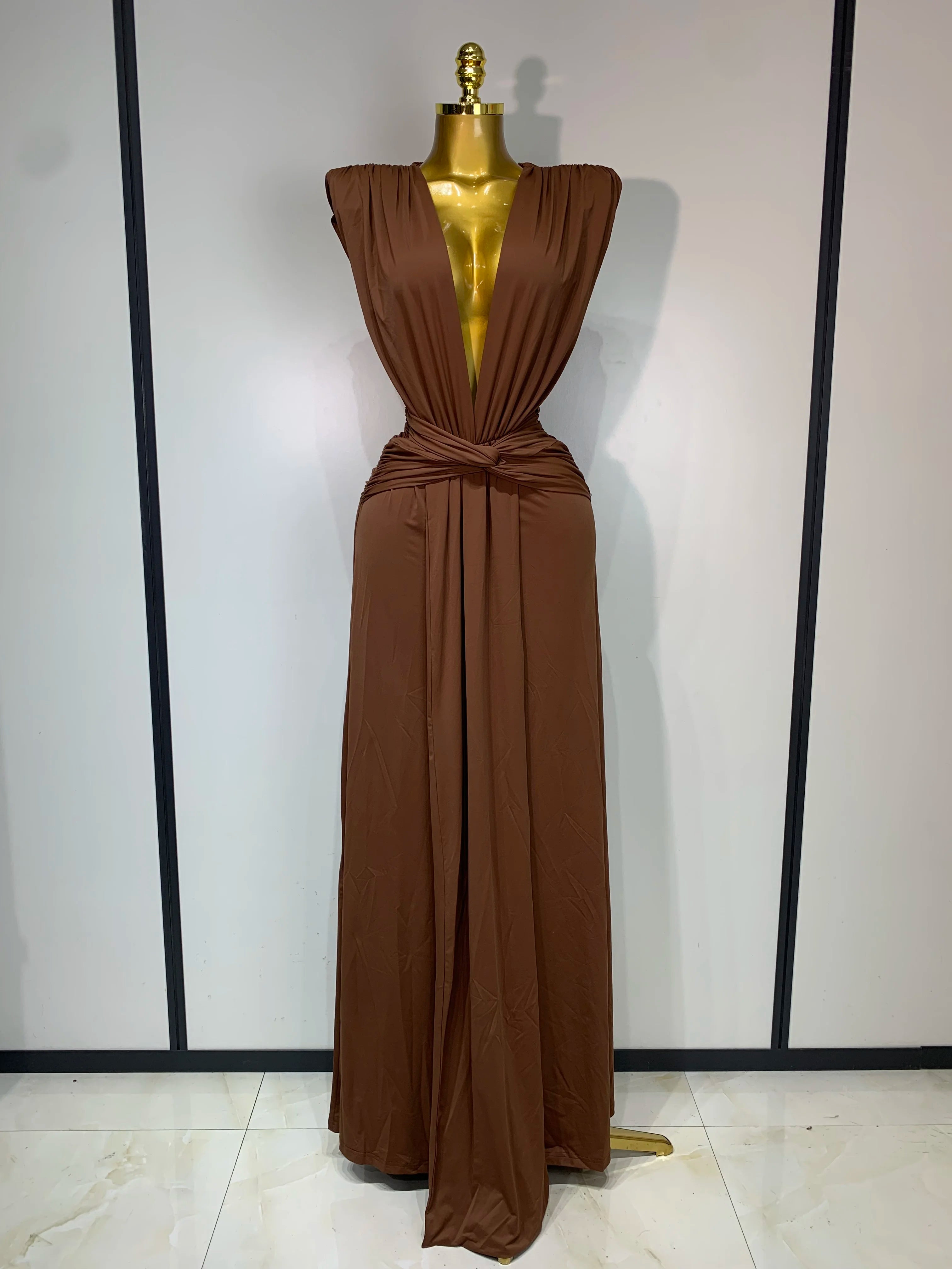 Luxury Evening V-Neck Dress