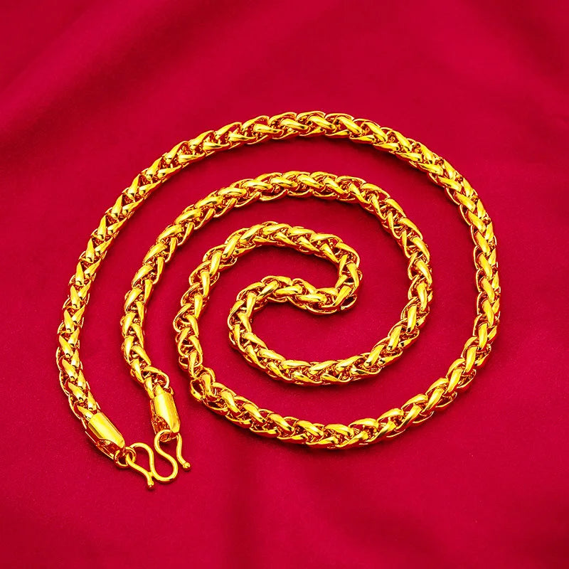 Hammered 24K Gold Rope Chain