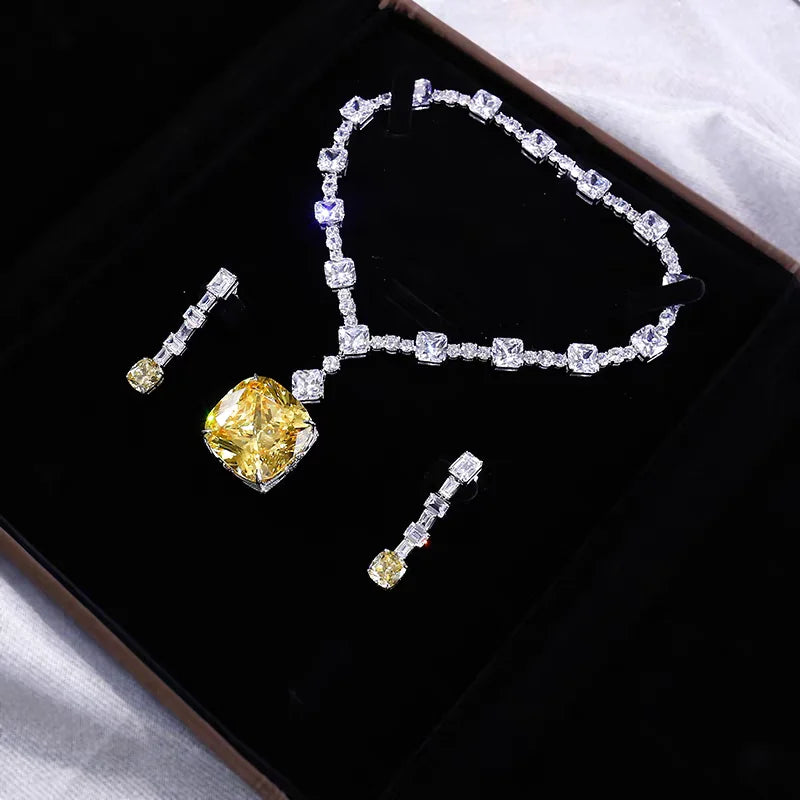 Luxury Yellow Simulated Diamond Jewelry Set
