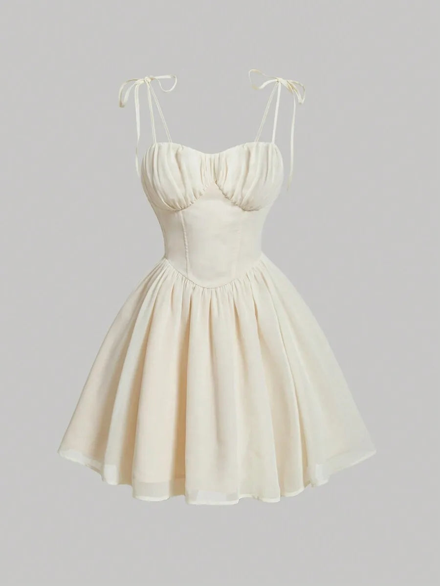 Tie Shoulder Ruched Bust Mini Dress