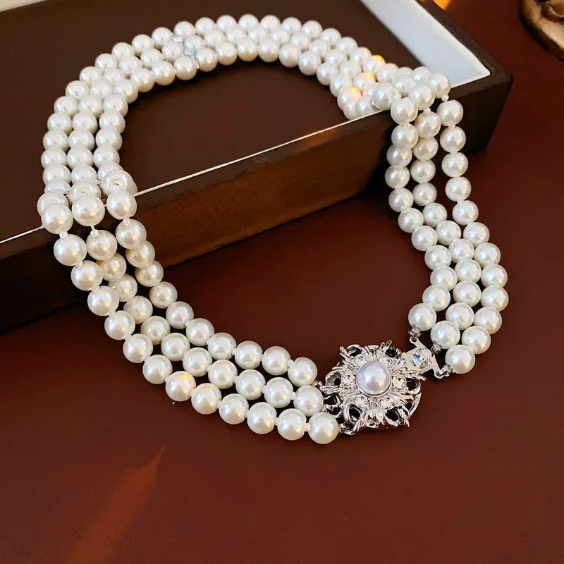 French Style Pearl & Flower Bracelet Set