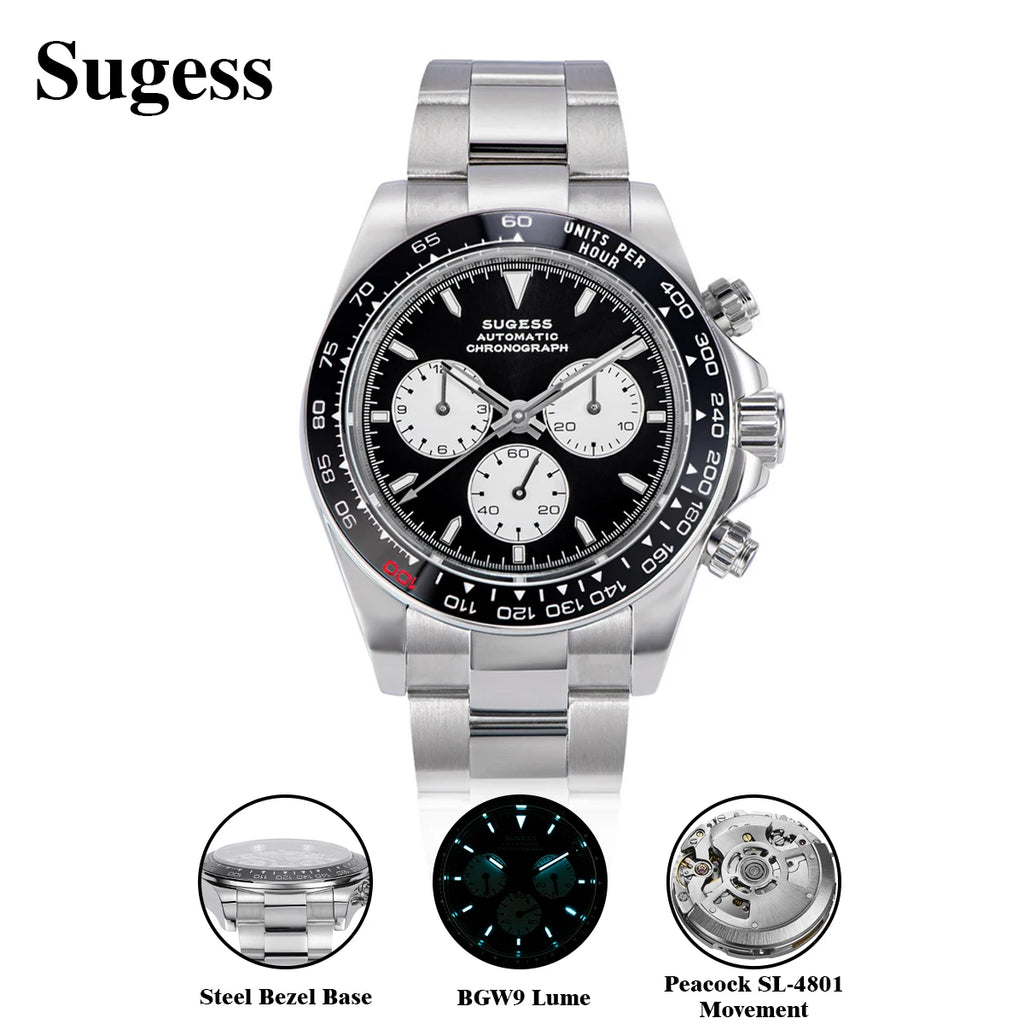 Sugess Panda Diver Chronograph Mechanical Watch